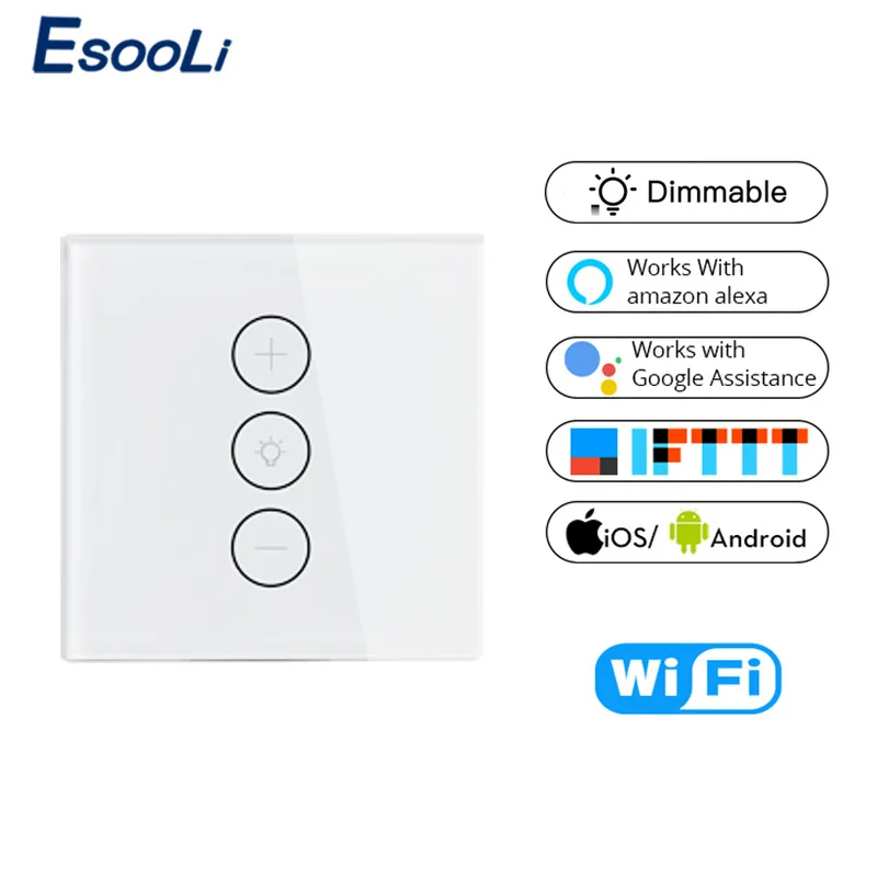 Esooli Tuya Smart Life WiFi Smart Dimmer Light Switch APP Remote Control Work with Amazon Alexa and Google Home IFTTT Smart Home
Esooli Tuya Smart Life WiFi Smart Dimmer Light Switch APP Remote Control Work with Amazon Alexa and Google Home IFTTT Smart Home