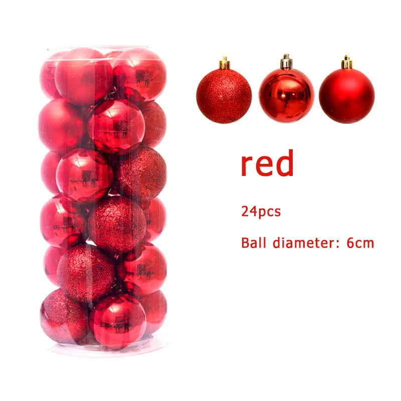 

24pcs 6cm Christmas Balls Barreled Home Ornaments Decoration New Year 2022 House Holiday Offer Supplie Decor Room Accessories