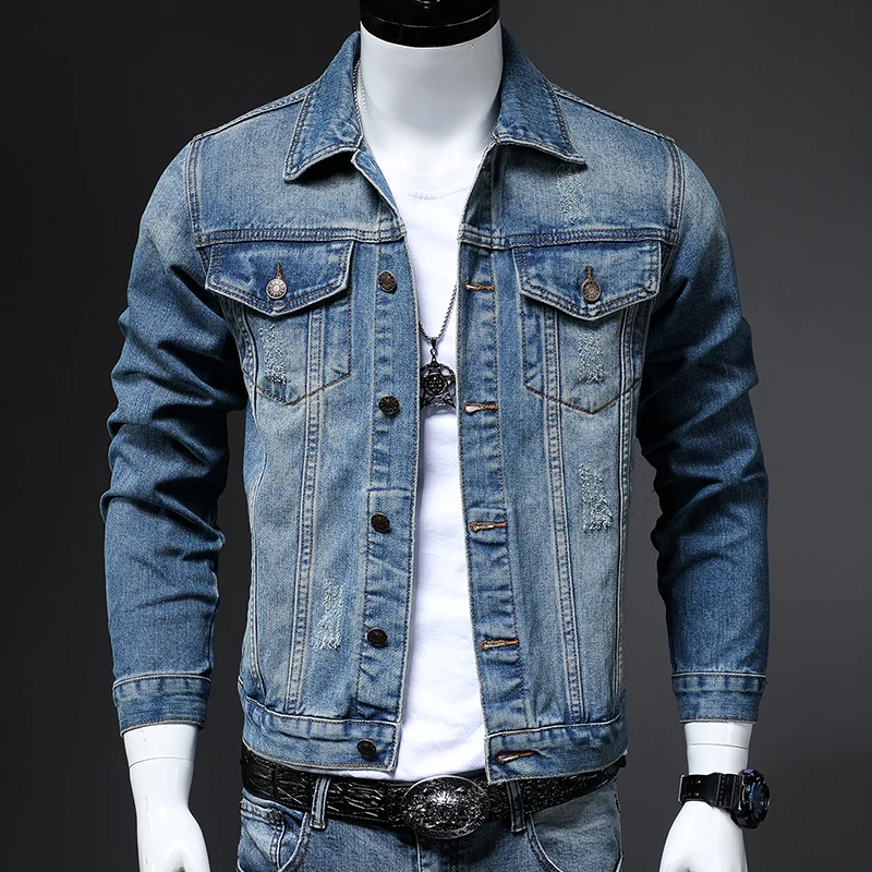 Skinny Denim Jacket Men Vintage Trendy Classic Design Jean Coat Spring Autumn Fashion Slim Streetwear Motorcycle Outercoat
Skinny Denim Jacket Men Vintage Trendy Classic Design Jean Coat Spring Autumn Fashion Slim Streetwear Motorcycle Outercoat