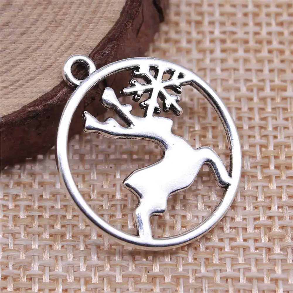 

Jewelery Pendants Making Charms For Jewelry 20pcs Snow Elk Charms 25x22mm Antique Silver Plated