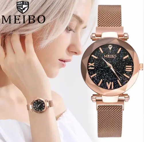Women Mesh Magnet Buckle Starry Sky Watch Luxury Ladies Geometric Surface Roman Numeral Quartz Wrist Watches Relogio Feminino
Women Mesh Magnet Buckle Starry Sky Watch Luxury Ladies Geometric Surface Roman Numeral Quartz Wrist Watches Relogio Feminino