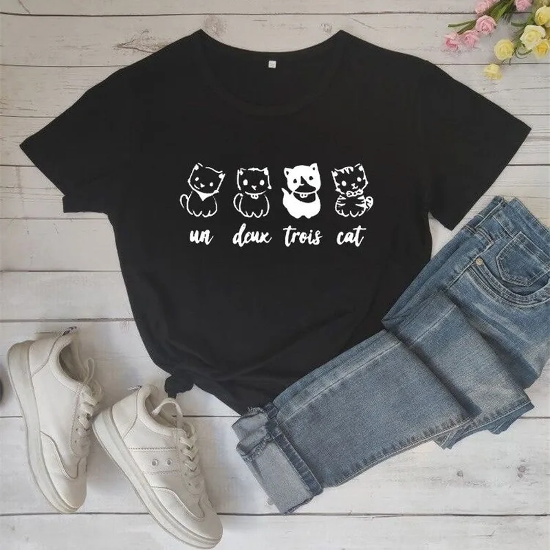 100% Pure Cotton T Shirt un deux trois cat Letter Print Women Short Sleeve O Neck Loose Tshirt 2020 Summer Tee Shirt Tops Mujer
100% Pure Cotton T Shirt un deux trois cat Letter Print Women Short Sleeve O Neck Loose Tshirt 2020 Summer Tee Shirt Tops Mujer
