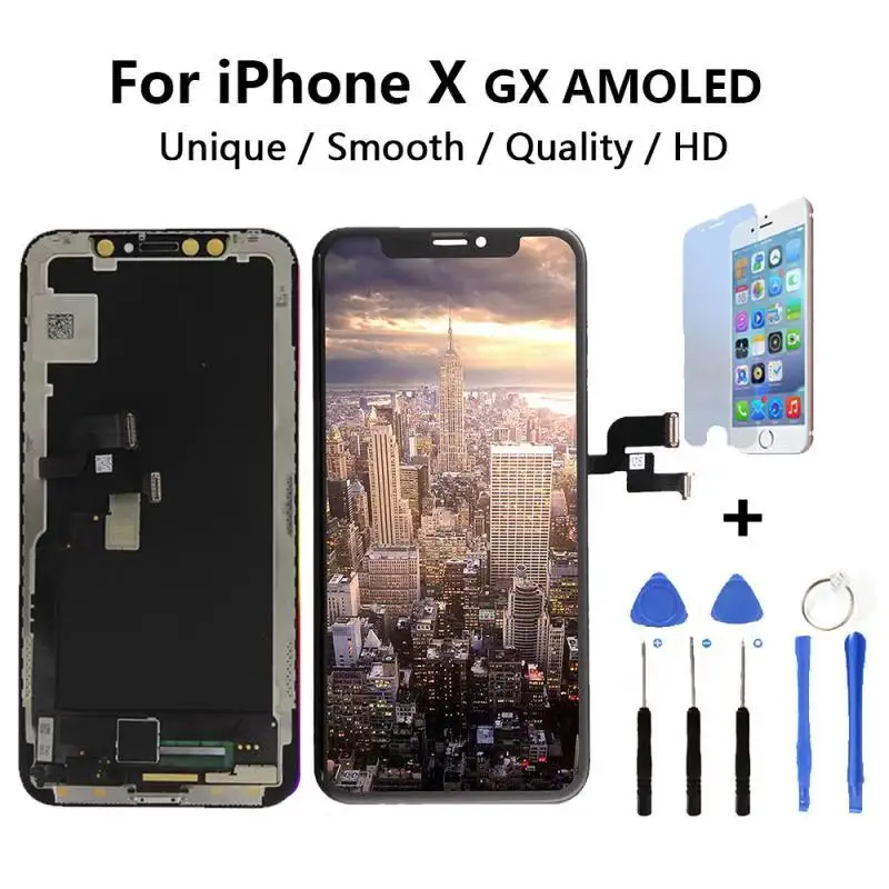 Высококачественный ЖК-дисплей для iPhone X GX AMOLED без битых пикселей Идеальный 3D