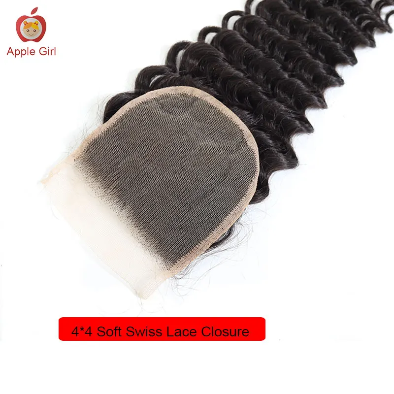 Applegirl Brazilian Deep Wave Hair Bundles With Closure 3 or 4 Bundles With Closure Soft Swiss Lace 8 to 20 Inch Remy Human Hair 
Applegirl Brazilian Deep Wave Hair Bundles With Closure 3 or 4 Bundles With Closure Soft Swiss Lace 8 to 20 Inch Remy Human Hair