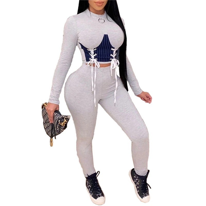 Women's Clothing Set Slim Suit Round Neck Long Sleeve Strap Crop Top and Pants Two-piece Suit 2 Piece Set Roupas Feminina
Women's Clothing Set Slim Suit Round Neck Long Sleeve Strap Crop Top and Pants Two-piece Suit 2 Piece Set Roupas Feminina