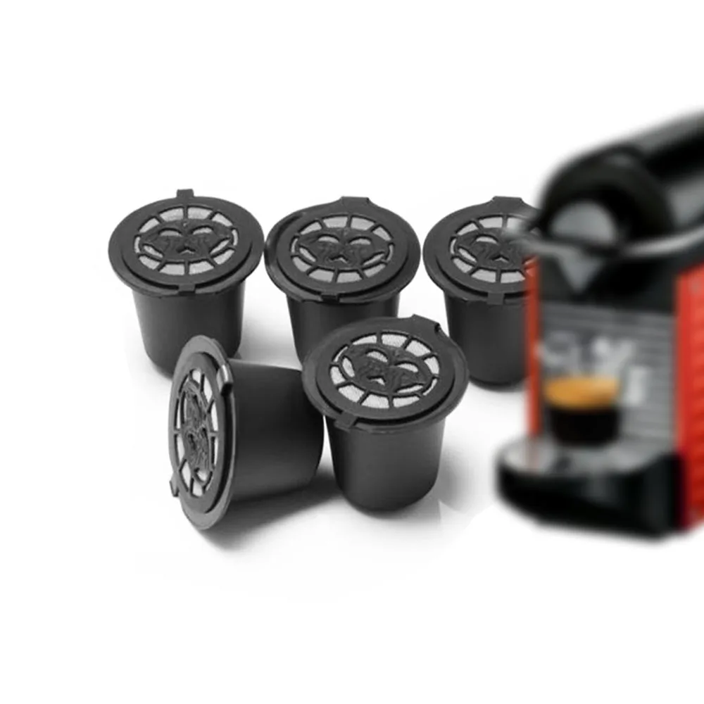 5PCS Coffee Capsules Cup with Spoon Brush Black Refillable Coffee Capsule Refilling Filter Coffeeware Reusable Nespresso
5PCS Coffee Capsules Cup with Spoon Brush Black Refillable Coffee Capsule Refilling Filter Coffeeware Reusable Nespresso