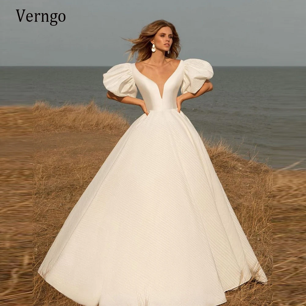 Verngo 2021 Korea A Line Satin Wedding Dress With Short Puff Sleeves V Neck Bride Gowns Simple Modern Bridal Dresses Custom Made
Verngo 2021 Korea A Line Satin Wedding Dress With Short Puff Sleeves V Neck Bride Gowns Simple Modern Bridal Dresses Custom Made