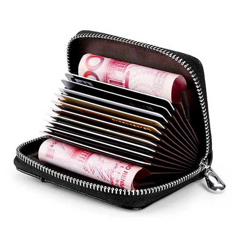 Leather RFID Credit Card Holder Women ID Business Men CardHolder Wallet Lady Red Coin Purse Cards Case | Багаж и сумки