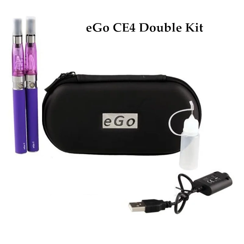 

eGo Double Zipper Starter Kits E Cigarette Dual Ego-T Battery 1.6ml CE4 Tank Clearomizer Atomizers Evod Vaper Vape Pen Kit
