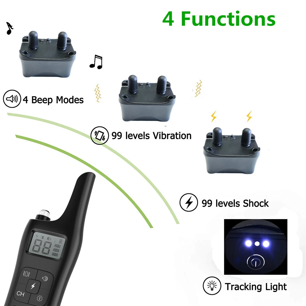 Electric Dog Training Collar Waterproof Rechargeable Remote Control Pet with LCD Display for All Size Bark-stop Collars 
Electric Dog Training Collar Waterproof Rechargeable Remote Control Pet with LCD Display for All Size Bark-stop Collars