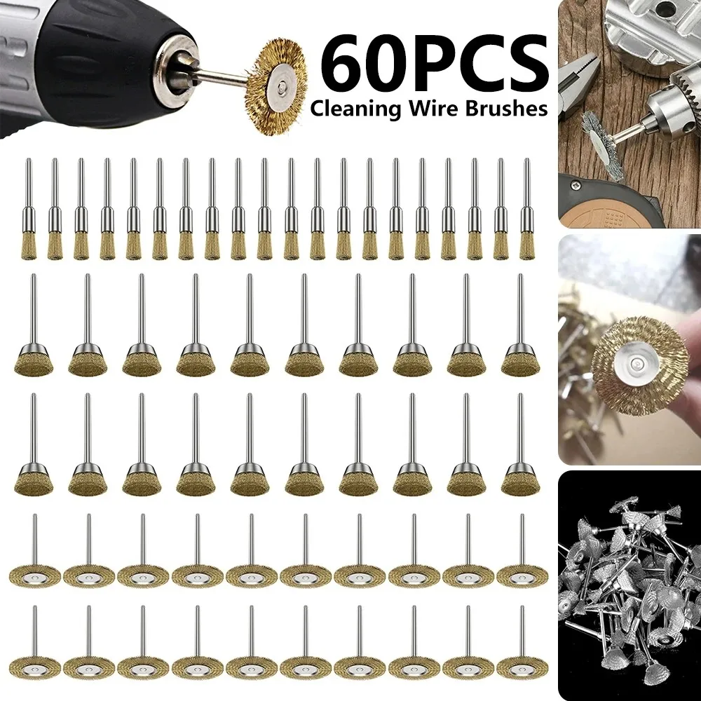 60pcs Polishing Wire Brush Stainless Steel Wire Wheel Brass Brush Rotary Hand Tool Fit For Mini Drill
60pcs Polishing Wire Brush Stainless Steel Wire Wheel Brass Brush Rotary Hand Tool Fit For Mini Drill