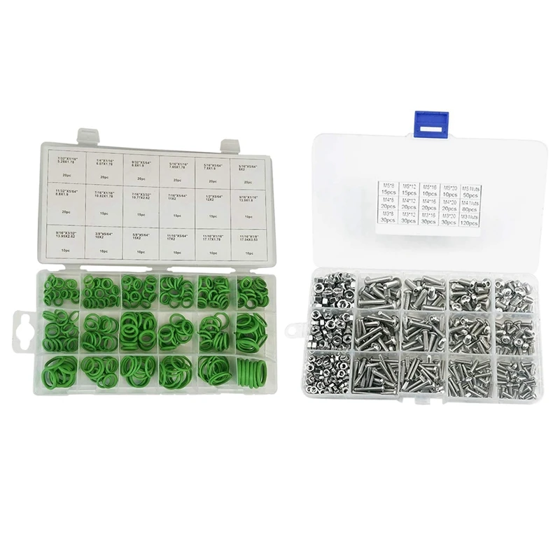 270 Pcs Metric NBR A/C O-Ring Assortment Kit Rubber Seal O-Rings & 500 Pcs M3 M4 M5 Hex Button Socket Head Cap Screw Nut
270 Pcs Metric NBR A/C O-Ring Assortment Kit Rubber Seal O-Rings & 500 Pcs M3 M4 M5 Hex Button Socket Head Cap Screw Nut