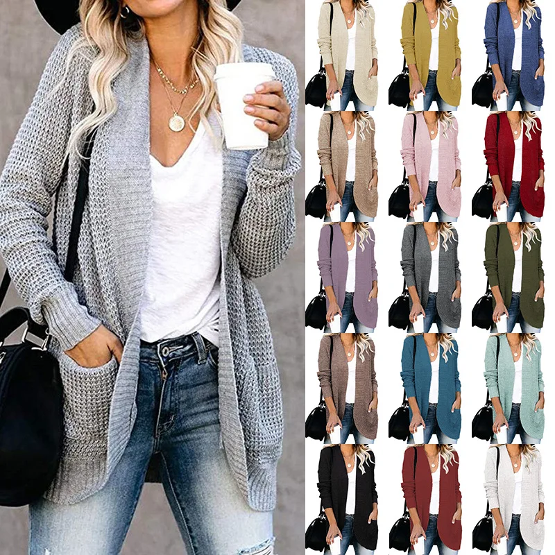 New autumn and winter cardigan women's curved placket big pocket sweater cardigan
New autumn and winter cardigan women's curved placket big pocket sweater cardigan