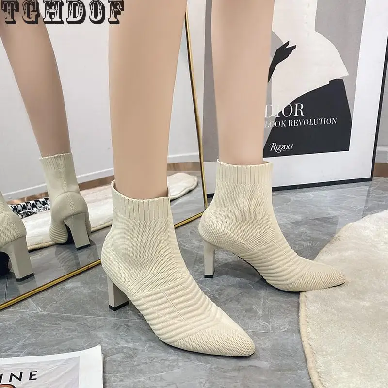 Ankle Boots For Women Pointed Toe Sock Boots Thin Heels Boots Women Shoes Fashion Stretch Knit Candy Color Boots For Party 2021
Ankle Boots For Women Pointed Toe Sock Boots Thin Heels Boots Women Shoes Fashion Stretch Knit Candy Color Boots For Party 2021