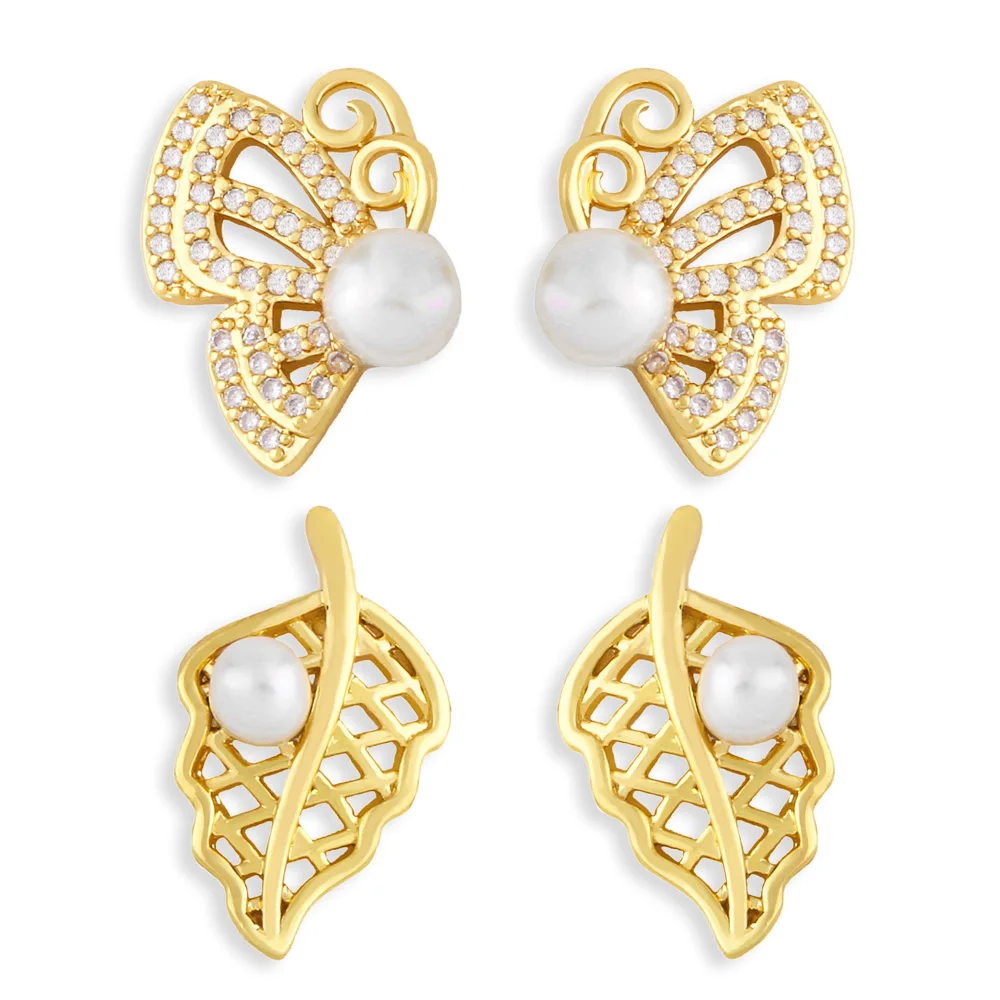Exquisite Small Pearl Leaf Stud Earrings Butterfly Ear Studs for Women Girls Copper Gold Plated Jewelry Accessories ersy13
Exquisite Small Pearl Leaf Stud Earrings Butterfly Ear Studs for Women Girls Copper Gold Plated Jewelry Accessories ersy13
