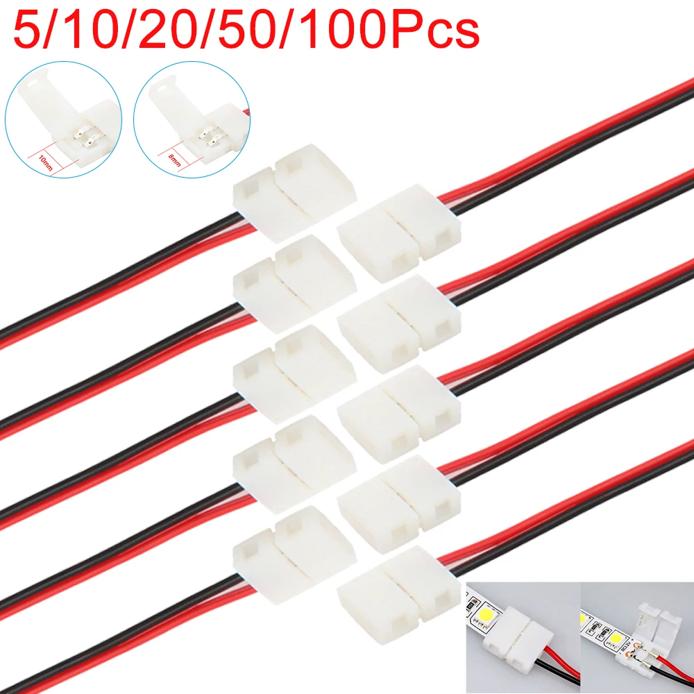 10pcs/Lot No Soldering 2 Pin Led Strip Connectors 8 /10 MM Power Wire Connector For 3528 5050 SMD Strip PCB Ribbon
10pcs/Lot No Soldering 2 Pin Led Strip Connectors 8 /10 MM Power Wire Connector For 3528 5050 SMD Strip PCB Ribbon