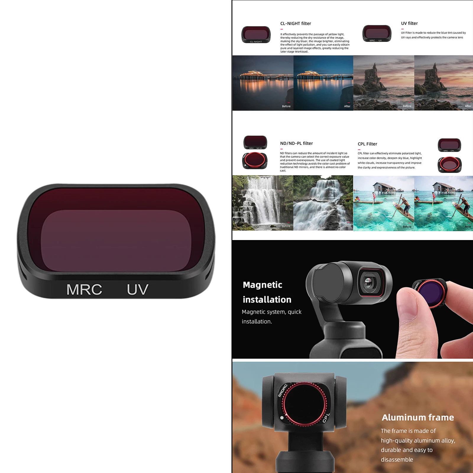 Фильтр для оптического объектива DJI POCKET 2 быстрая установка | Электроника
