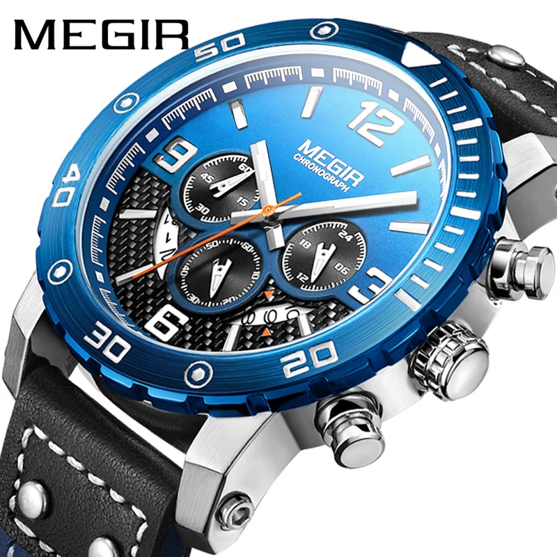Часы MEGIR Мужские кварцевые с хронографом, Модные Аналоговые светящиеся наручные, с 24-часовым дисплеем, с кожаным ремешком
Часы MEGIR Мужские кварцевые с хронографом, Модные Аналоговые светящиеся наручные, с 24-часовым дисплеем, с кожаным ремешком