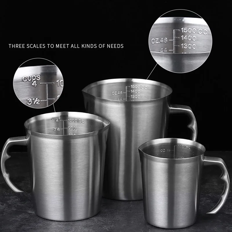 304 Thickened Stainless Steel Measuring Cup With Scale Milk Tea Cup Kitchen Baking Measuring Cup Measuring Spoon 500ml-2000ml
304 Thickened Stainless Steel Measuring Cup With Scale Milk Tea Cup Kitchen Baking Measuring Cup Measuring Spoon 500ml-2000ml
