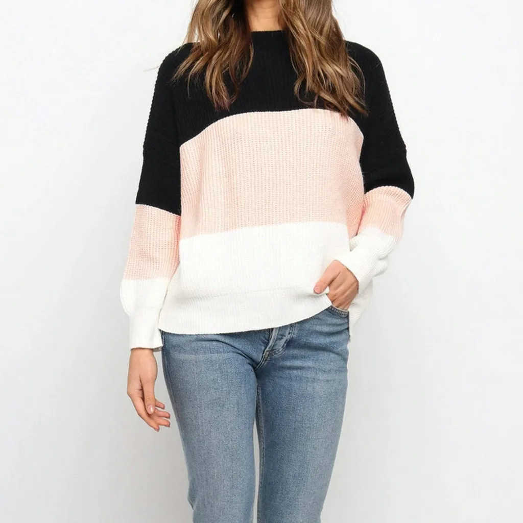 New Women Striped Knitting O-Neck Sweater Long Sleeve Tops Bloues
New Women Striped Knitting O-Neck Sweater Long Sleeve Tops Bloues