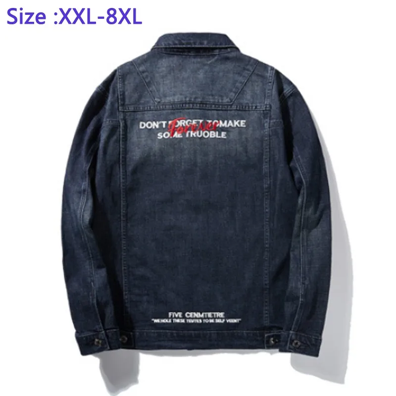 big men's spring and autumn new embroidered Big denim jacket loose and fat men's trend coat very large size XXL-6XL 7XL 8XL
big men's spring and autumn new embroidered Big denim jacket loose and fat men's trend coat very large size XXL-6XL 7XL 8XL