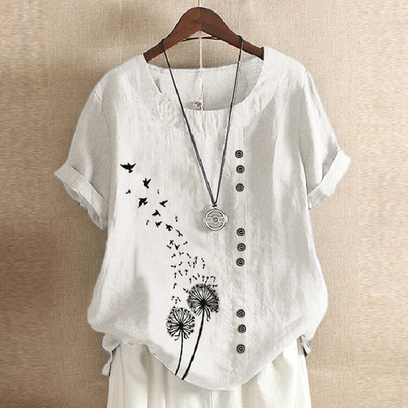 Daisy Print Blouse Shirt 2020 Cotton Linen Casual Summer Short Sleeve Shirts Elegant O Neck Button Pullover Tops Blusa Plus Size
Daisy Print Blouse Shirt 2020 Cotton Linen Casual Summer Short Sleeve Shirts Elegant O Neck Button Pullover Tops Blusa Plus Size