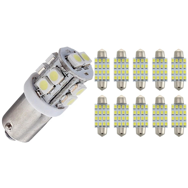 10Pcs 39Mm SMD 16-LED Light Bulb White DE3423 6411 C5W With 4X T11 BA9S T4W 233 BAYONET 10 SMD LED Bulb White 
10Pcs 39Mm SMD 16-LED Light Bulb White DE3423 6411 C5W With 4X T11 BA9S T4W 233 BAYONET 10 SMD LED Bulb White