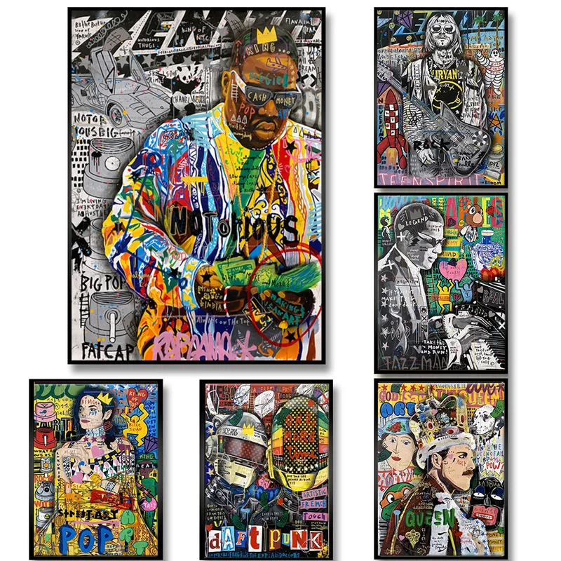 Celebrity Graffiti Posters And Prints Pop Music Mural Canvas Paintings Wall Art Pictures For Living Room Decoration
Celebrity Graffiti Posters And Prints Pop Music Mural Canvas Paintings Wall Art Pictures For Living Room Decoration