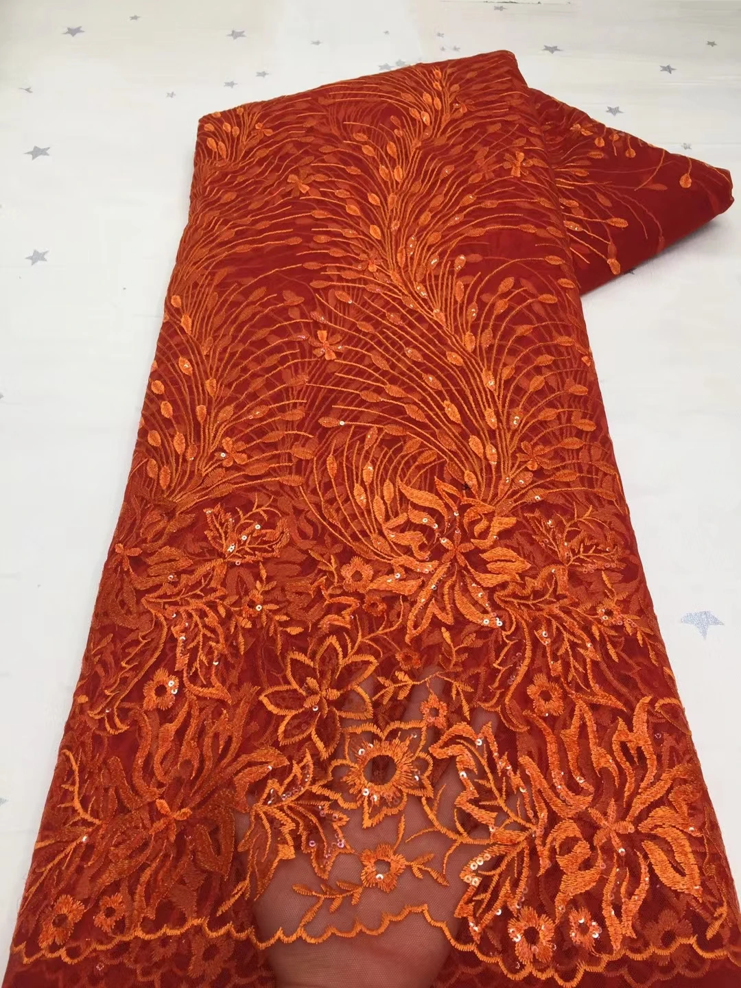 2021 Latest African Lace Fabric High Quality French Net Embroidery Orange Sequins Tulle Lace Fabric For Nigerian Party Dress
2021 Latest African Lace Fabric High Quality French Net Embroidery Orange Sequins Tulle Lace Fabric For Nigerian Party Dress