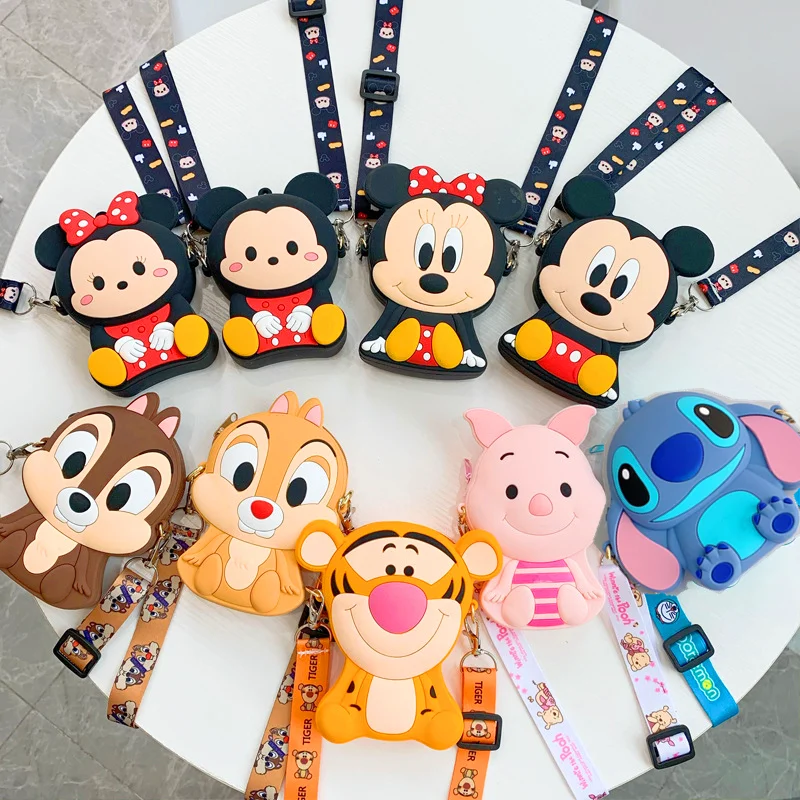 

NEW Disney Mickey Minnie Mouse Silicone Coin Purse Stitch Donald Duck Daisy Frozen Cartoon Anime Figure Shoulder Bag Kids Toys