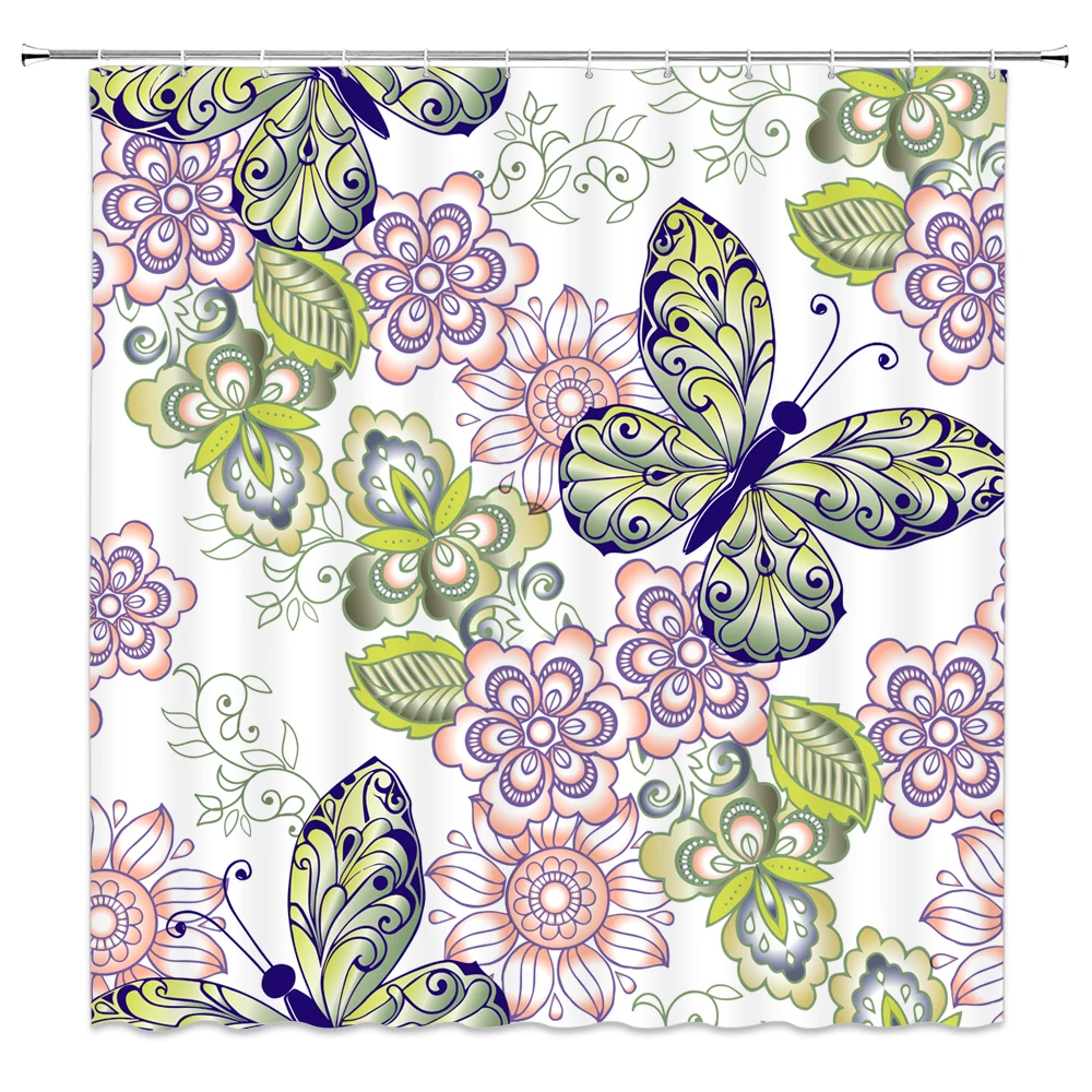 Butterfly Floral Shower Curtains Retro Beautiful Insect Pattern Bathroom Decor Waterproof Polyester Fabric Curtain Set Cheap 
Butterfly Floral Shower Curtains Retro Beautiful Insect Pattern Bathroom Decor Waterproof Polyester Fabric Curtain Set Cheap