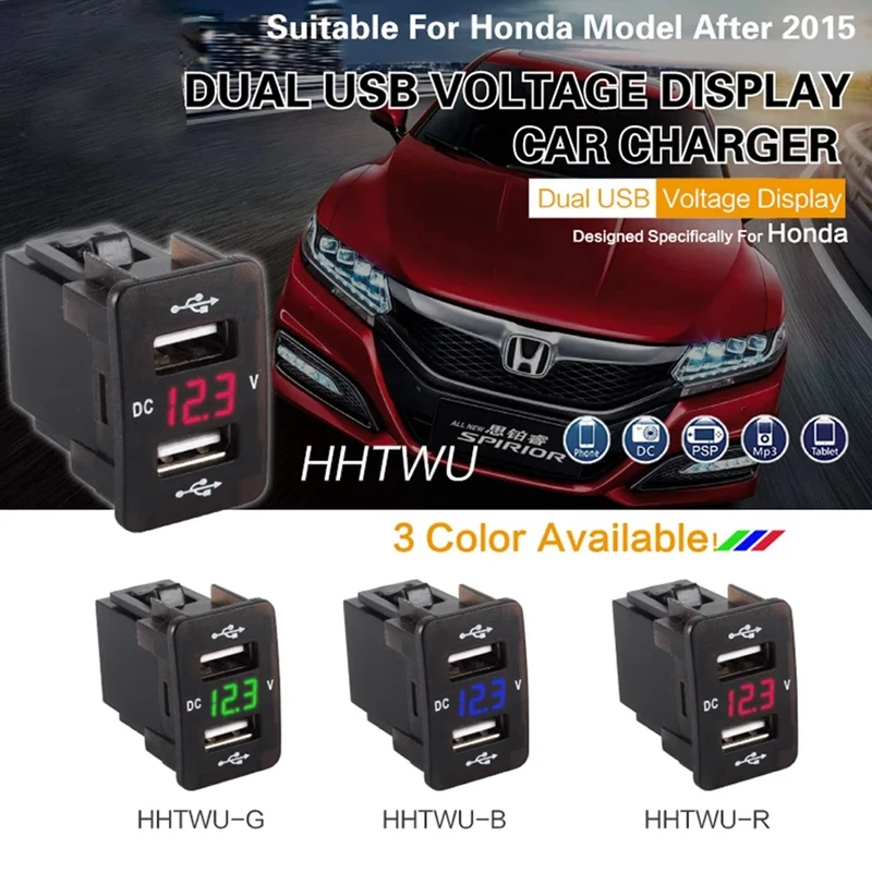 Car USB Charger 12V-24V Dual USB Charger with Voltage Waterproof Mobile Phone Charger for Honda
Car USB Charger 12V-24V Dual USB Charger with Voltage Waterproof Mobile Phone Charger for Honda