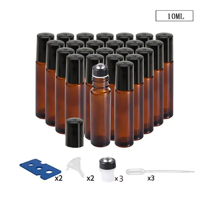 24pcs 10ml Amber Glass Roll On Bottle Empty Vials with Steel Metal Roller Ball Containers Perfume Essential Oil Sub-bottlet
24pcs 10ml Amber Glass Roll On Bottle Empty Vials with Steel Metal Roller Ball Containers Perfume Essential Oil Sub-bottlet