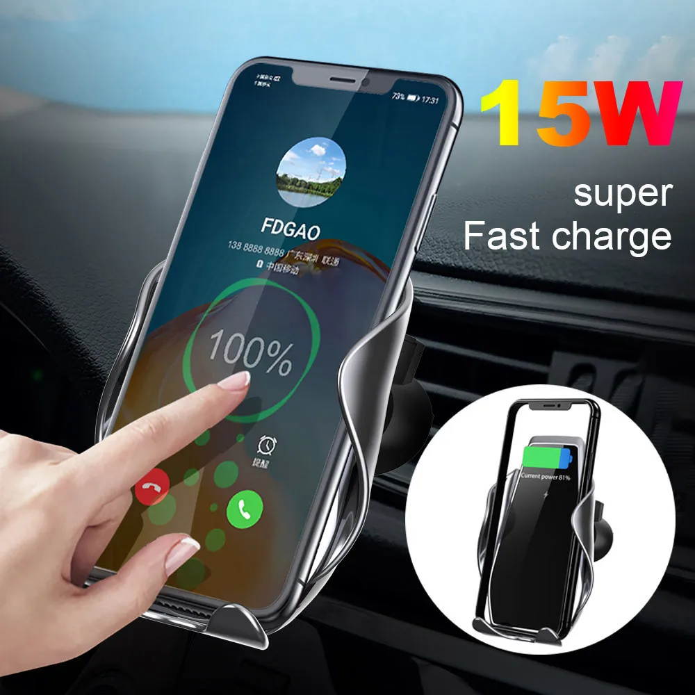 Wireless Car Charger 15W Qi Fast Charging Automatic Clamping Mount Air Vent Phone Holder for iPhone 12 11 XR X 8 Samsung S20 S10
Wireless Car Charger 15W Qi Fast Charging Automatic Clamping Mount Air Vent Phone Holder for iPhone 12 11 XR X 8 Samsung S20 S10