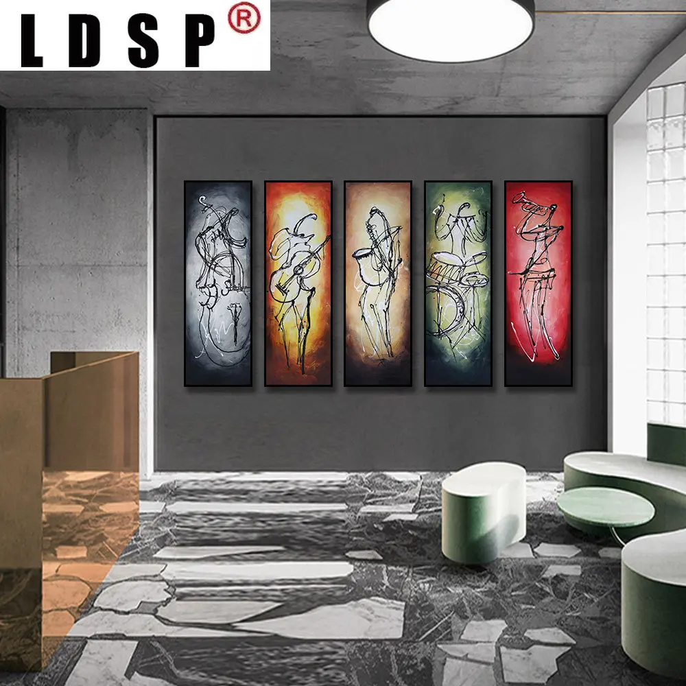 LDSP Modern Hand-Painted Oil Painting 5 Panels Abstract Orchestra Band Wall Art Canvas Painting for Living Room Home Wall Decor
LDSP Modern Hand-Painted Oil Painting 5 Panels Abstract Orchestra Band Wall Art Canvas Painting for Living Room Home Wall Decor