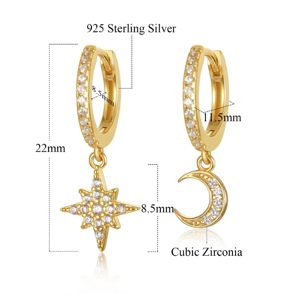 Fashion Moon Star Earrings Top Quality CZ Crystal 925 Silver & Gold Color Drop Earrings For Girls lady Jewelry
Fashion Moon Star Earrings Top Quality CZ Crystal 925 Silver & Gold Color Drop Earrings For Girls lady Jewelry