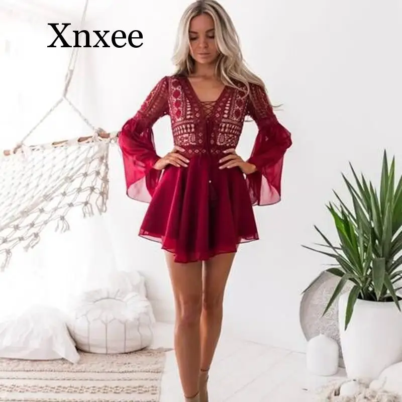 Элегантные женские шифоновые платья с расклешенными рукавами, летнее сексуальное платье на шнуровке с v-образным вырезом, повседневное одн...
Элегантные женские шифоновые платья с расклешенными рукавами, летнее сексуальное платье на шнуровке с v-образным вырезом, повседневное одн...