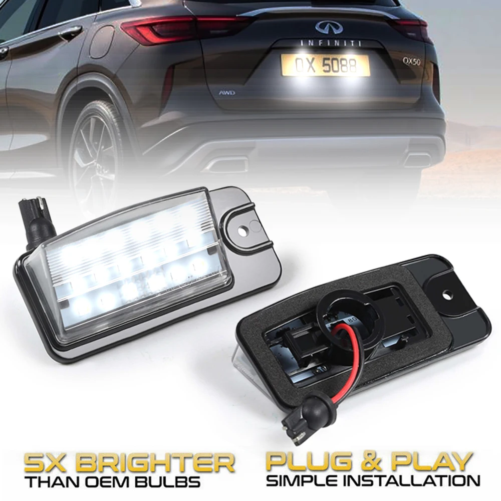 2Pcs Error Free White 6000K LED License Number Plate Light Lamps For Infiniti FX35 QX50 QX70 EX35 Q45 FX50 FX37 EX37 EX25
2Pcs Error Free White 6000K LED License Number Plate Light Lamps For Infiniti FX35 QX50 QX70 EX35 Q45 FX50 FX37 EX37 EX25