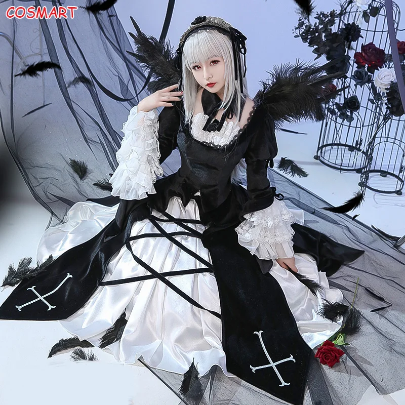

Anime Rozen Maiden Mercury Lamp Gothic Lolita Black Maid Dress Uniform Halloween Cosplay Costume Party Suit For Women 2021 NEW