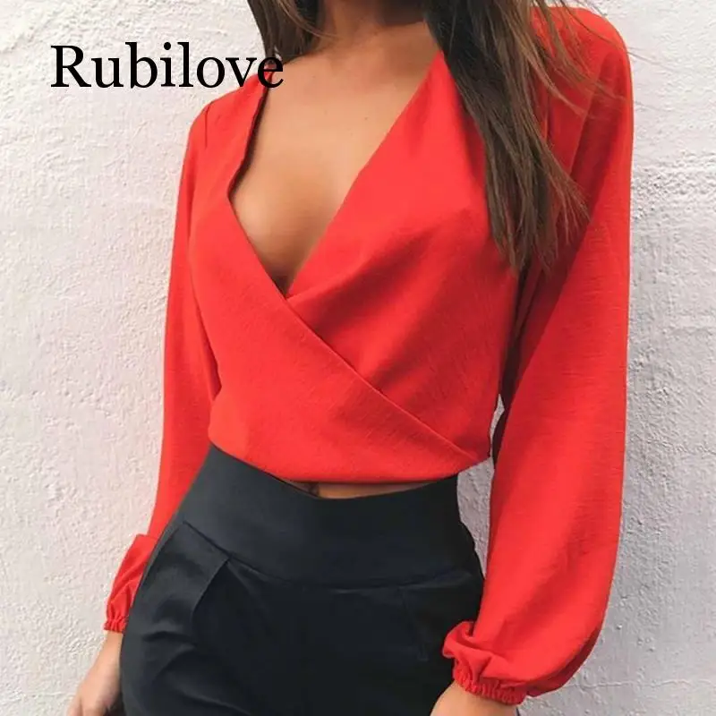 Женская короткая шифоновая блузка Rubilove, Клубные вечерние рубашки с длинным рукавом, v-образным вырезом, открытой спиной и бантом
Женская короткая шифоновая блузка Rubilove, Клубные вечерние рубашки с длинным рукавом, v-образным вырезом, открытой спиной и бантом