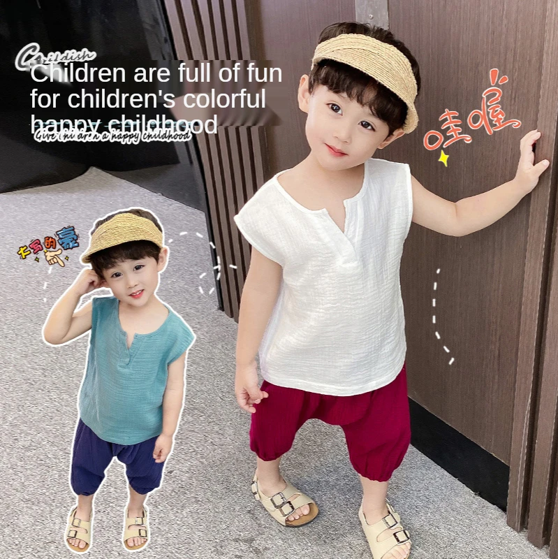 2021 Summer Kids Clothes Boy Clothing Set Vest V-neck Tees Sleeveless Tops Casual Girls Clothes Uniform Cotton Teenage Fashion
2021 Summer Kids Clothes Boy Clothing Set Vest V-neck Tees Sleeveless Tops Casual Girls Clothes Uniform Cotton Teenage Fashion
