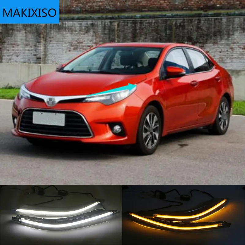 2 шт. для Toyota LEVIN 2014-2017 светодиодный DRL головной светильник для бровей, дневной ходовой светильник, переливающийся динамический желтый
2 шт. для Toyota LEVIN 2014-2017 светодиодный DRL головной светильник для бровей, дневной ходовой светильник, переливающийся динамический желтый