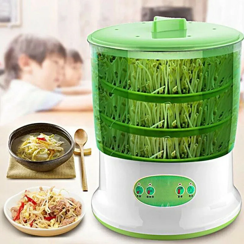 

Bean Sprout Machine 2-3 Layers with Pressure Plate Large Capacity Automatic Thermostat Green Plant Seeds Beans Growing Machine