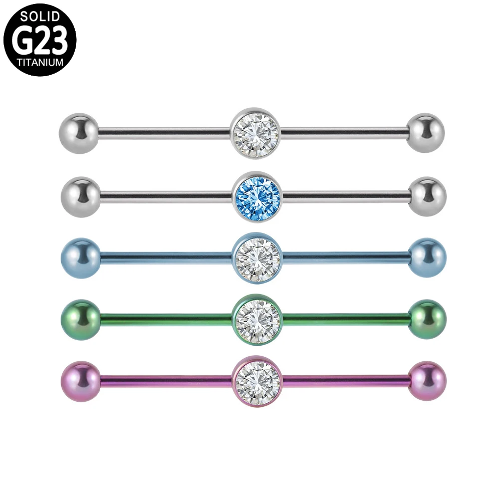 2PCS G23 Titanium Cartilge Earring 14g Zircon External Thread Industrial Piercing Bar Industrial Barbell Earrings Women Jewelry
2PCS G23 Titanium Cartilge Earring 14g Zircon External Thread Industrial Piercing Bar Industrial Barbell Earrings Women Jewelry