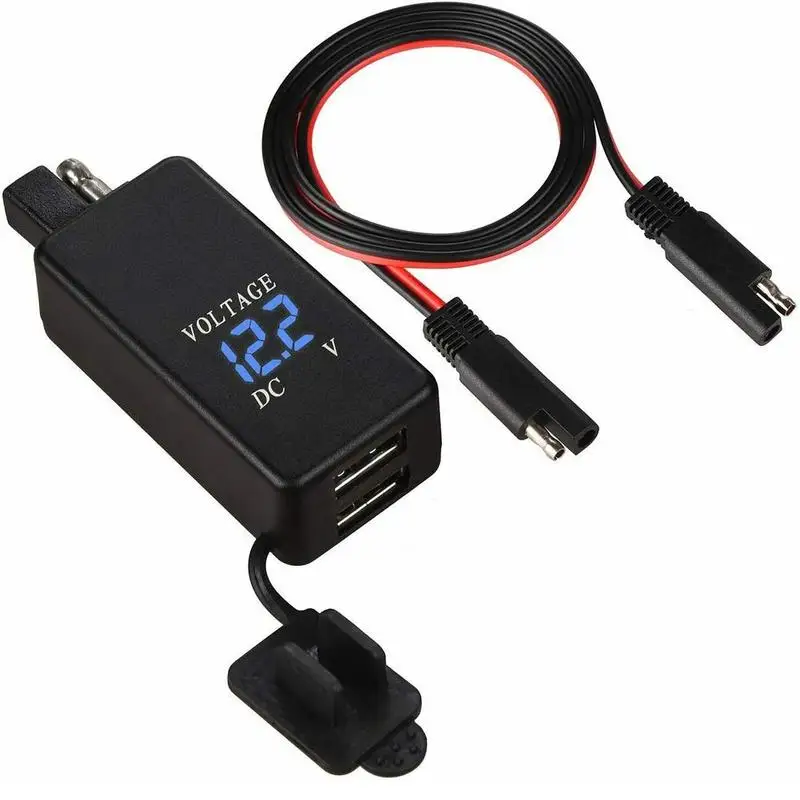 12V Motorcycle SAE to USB Dual Port Charger Voltmeter Dual USB Charger Three Digit Display Waterproof Motorbike Accessories 
12V Motorcycle SAE to USB Dual Port Charger Voltmeter Dual USB Charger Three Digit Display Waterproof Motorbike Accessories