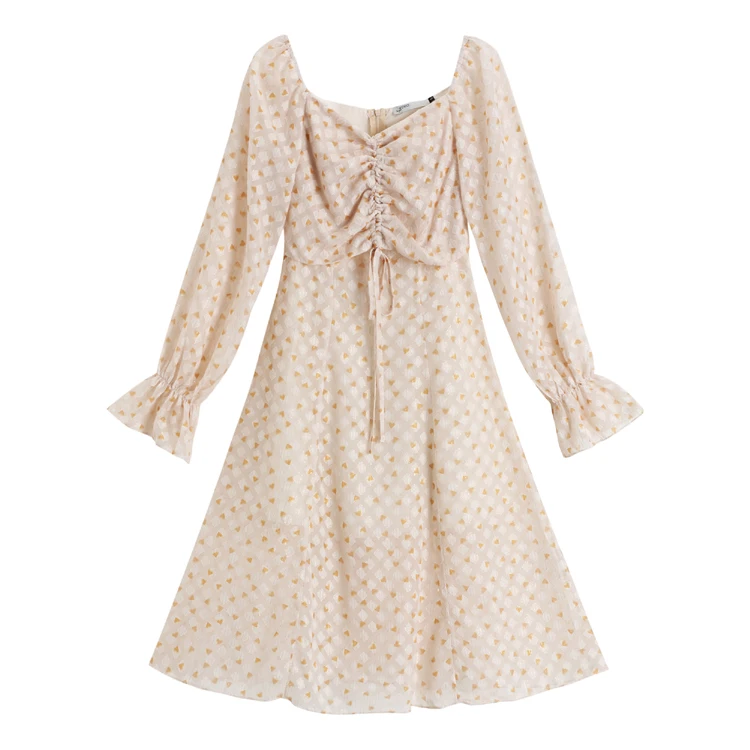 COIGARSAM French Style Floral Print Women dress New Summer Chiffon High Waist Dresses Apricot 4197
COIGARSAM French Style Floral Print Women dress New Summer Chiffon High Waist Dresses Apricot 4197