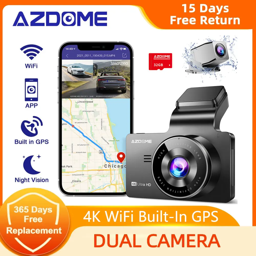 AZDOME 4K Car DVR Video recorder dashcam 2160P UHD Night Vision GPS Dash Camera Car WiFi DVR Dual Lens 24H Parking Monitor cam
AZDOME 4K Car DVR Video recorder dashcam 2160P UHD Night Vision GPS Dash Camera Car WiFi DVR Dual Lens 24H Parking Monitor cam