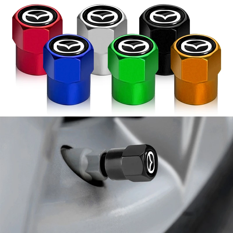 

4pcs Car Tire Wheel Valve Stem Caps Aluminum Accessories for Mazda 2 3 6 Atenza Axela Demio CX-5 CX5 CX-3 CX7 CX-9 Auto Styling