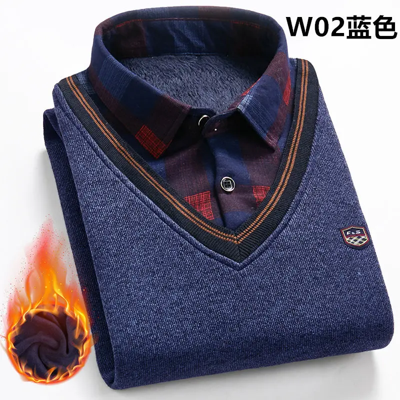 Winter men's shirt collar tops with fake two knitwear in the young bottom sweater
Winter men's shirt collar tops with fake two knitwear in the young bottom sweater