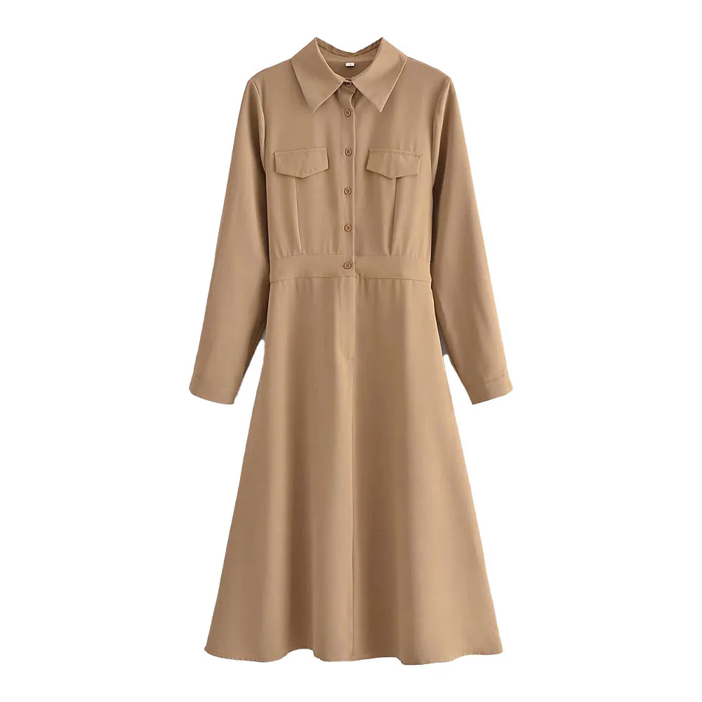 Dresses For Women Fall New Tooling Lapel Waist Belt Dress Fashion Temperament Versatile Casual Solid Long Skirt Chic Vestidos
Dresses For Women Fall New Tooling Lapel Waist Belt Dress Fashion Temperament Versatile Casual Solid Long Skirt Chic Vestidos